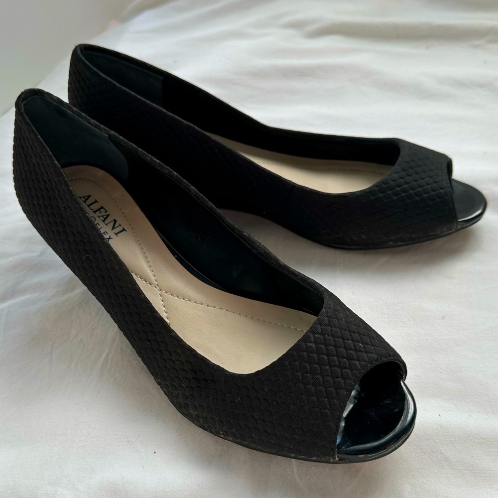 Alfani Step Flex Open Toe Pump Shoes 7.5 Black Used Gently